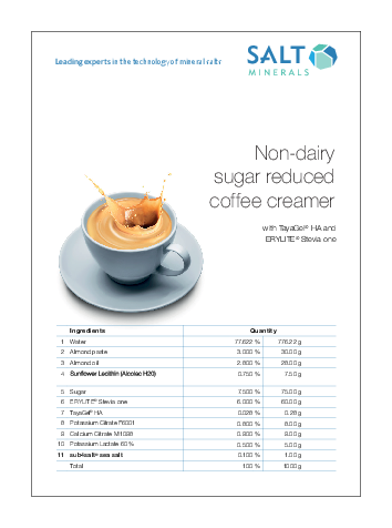 Non-dairy sugar reduced coffee creamer
